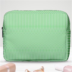 Mint Green White Stripes Make Up Pouch (large) by SpinnyChairDesigns