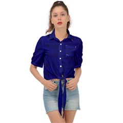 Cobalt Blue Color Batik Tie Front Shirt  by SpinnyChairDesigns