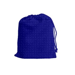 Navy Blue Color Polka Dots Drawstring Pouch (large) by SpinnyChairDesigns