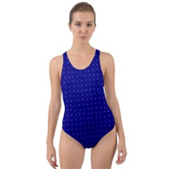 Navy Blue Color Polka Dots Cut-out Back One Piece Swimsuit by SpinnyChairDesigns