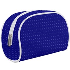 Navy Blue Color Polka Dots Makeup Case (large) by SpinnyChairDesigns