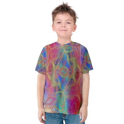 Boho Tie Dye Rainbow Kids  Cotton Tee by SpinnyChairDesigns