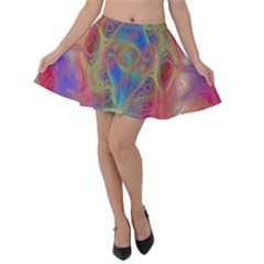 Boho Tie Dye Rainbow Velvet Skater Skirt by SpinnyChairDesigns