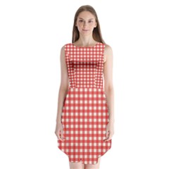 Red White Gingham Plaid Sleeveless Chiffon Dress   by SpinnyChairDesigns