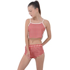 Red White Gingham Plaid Summer Cropped Co-ord Set by SpinnyChairDesigns