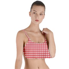 Red White Gingham Plaid Layered Top Bikini Top  by SpinnyChairDesigns