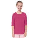 Rose Pink Color Polka Dots Kids  Quarter Sleeve Raglan Tee View1