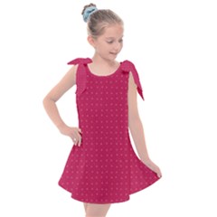 Rose Pink Color Polka Dots Kids  Tie Up Tunic Dress by SpinnyChairDesigns