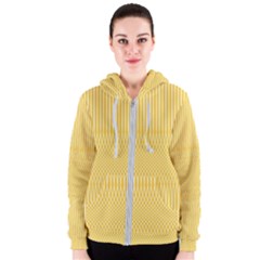 Saffron Yellow Color Stripes Women s Zipper Hoodie by SpinnyChairDesigns