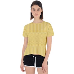 Saffron Yellow Color Stripes Open Back Sport Tee by SpinnyChairDesigns