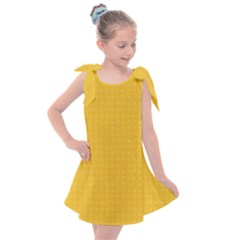 Saffron Yellow Color Polka Dots Kids  Tie Up Tunic Dress by SpinnyChairDesigns