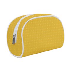 Saffron Yellow Color Polka Dots Makeup Case (small) by SpinnyChairDesigns