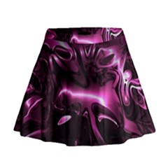 Black Magenta Abstract Art Mini Flare Skirt by SpinnyChairDesigns