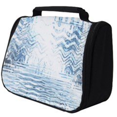 Boho Faded Blue Denim White Batik Full Print Travel Pouch (big) by SpinnyChairDesigns