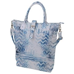 Boho Faded Blue Denim White Batik Buckle Top Tote Bag by SpinnyChairDesigns