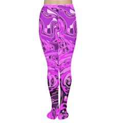 Magenta Black Abstract Art Tights by SpinnyChairDesigns