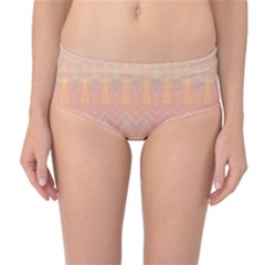 Boho Soft Peach Pattern Mid-waist Bikini Bottoms by SpinnyChairDesigns