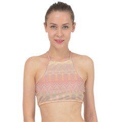 Boho Soft Peach Pattern Racer Front Bikini Top by SpinnyChairDesigns