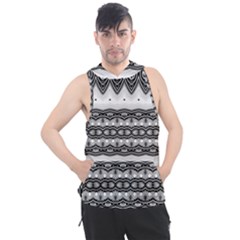 Boho Black And White  Men s Sleeveless Hoodie by SpinnyChairDesigns