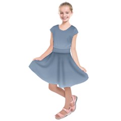 Faded Denim Blue Ombre Gradient Kids  Short Sleeve Dress by SpinnyChairDesigns