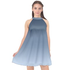 Faded Denim Blue Ombre Gradient Halter Neckline Chiffon Dress  by SpinnyChairDesigns