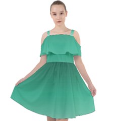 Biscay Green Gradient Ombre Cut Out Shoulders Chiffon Dress by SpinnyChairDesigns