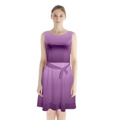 Purple Gradient Ombre Sleeveless Waist Tie Chiffon Dress by SpinnyChairDesigns