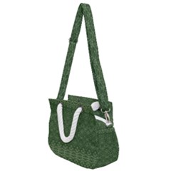 Boho Fern Green Pattern Rope Handles Shoulder Strap Bag by SpinnyChairDesigns