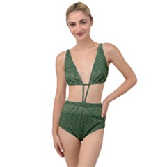 Boho Fern Green Pattern Tied Up Two Piece Swimsuit by SpinnyChairDesigns