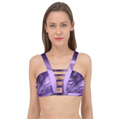 Purple Abstract Art Cage Up Bikini Top by SpinnyChairDesigns