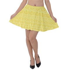 Boho Saffron Yellow Color Velvet Skater Skirt by SpinnyChairDesigns