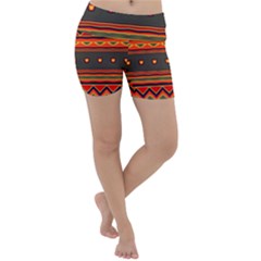 Boho Orange Tribal Pattern Lightweight Velour Yoga Shorts by SpinnyChairDesigns