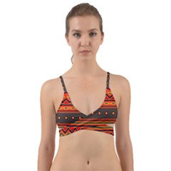 Boho Orange Tribal Pattern Wrap Around Bikini Top by SpinnyChairDesigns