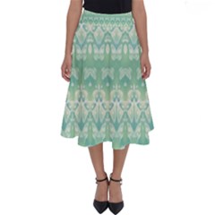 Boho Biscay Green Pattern Perfect Length Midi Skirt by SpinnyChairDesigns