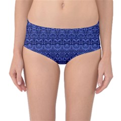 Boho Navy Blue  Mid-waist Bikini Bottoms