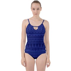 Boho Navy Blue  Cut Out Top Tankini Set