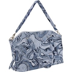 Faded Blue Abstract Art Canvas Crossbody Bag by SpinnyChairDesigns