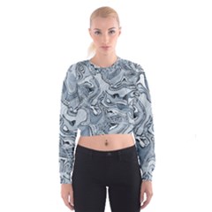 Faded Blue Abstract Art Cropped Sweatshirt by SpinnyChairDesigns