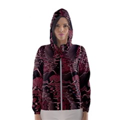 Red Black Abstract Art Women s Hooded Windbreaker by SpinnyChairDesigns