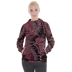 Red Black Abstract Art Women s Hooded Pullover by SpinnyChairDesigns