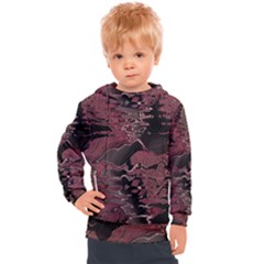 Red Black Abstract Art Kids  Hooded Pullover by SpinnyChairDesigns