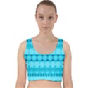 Boho Aqua Blue Velvet Racer Back Crop Top View1