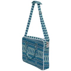 Boho Blue Teal Striped Cross Body Office Bag by SpinnyChairDesigns