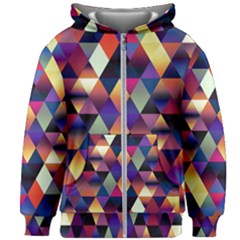 Colorful Geometric  Kids  Zipper Hoodie Without Drawstring by SpinnyChairDesigns