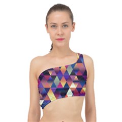 Colorful Geometric  Spliced Up Bikini Top  by SpinnyChairDesigns