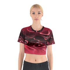 Crimson Red Black Swirl Cotton Crop Top by SpinnyChairDesigns