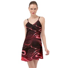 Crimson Red Black Swirl Summer Time Chiffon Dress by SpinnyChairDesigns