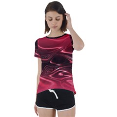 Crimson Red Black Swirl Short Sleeve Foldover Tee by SpinnyChairDesigns