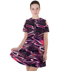 Abstract Art Swirls Short Sleeve Shoulder Cut Out Dress  by SpinnyChairDesigns