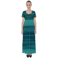 Biscay Green Ombre High Waist Short Sleeve Maxi Dress by SpinnyChairDesigns